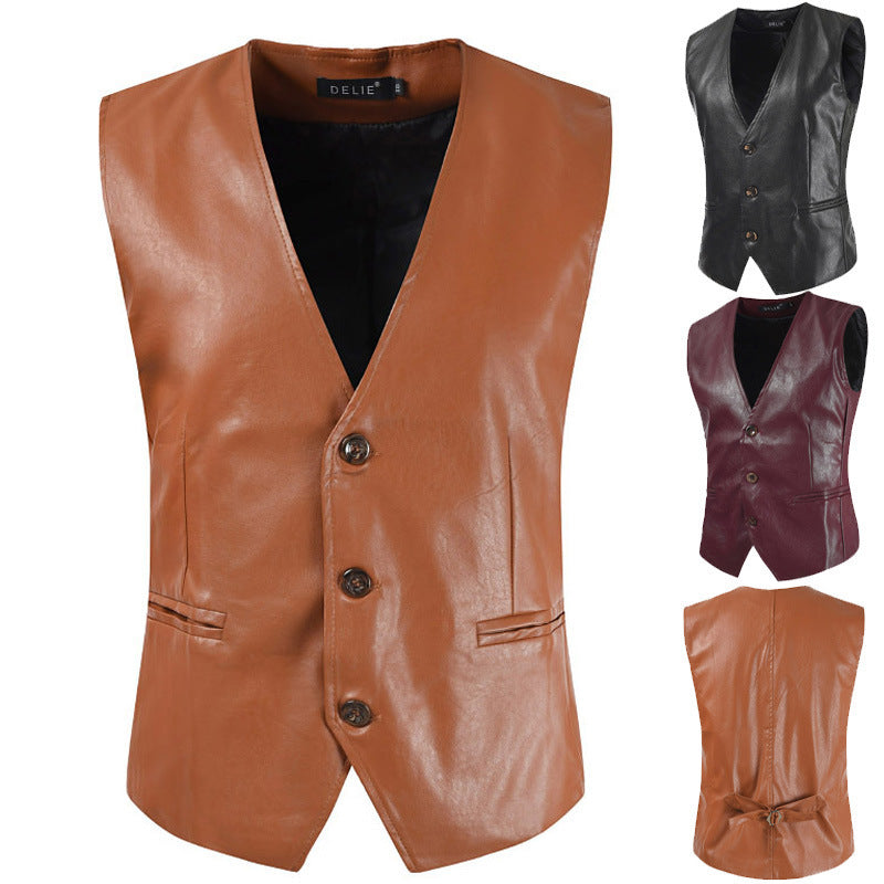 Men's stylish sleeveless leather vest Lisslune