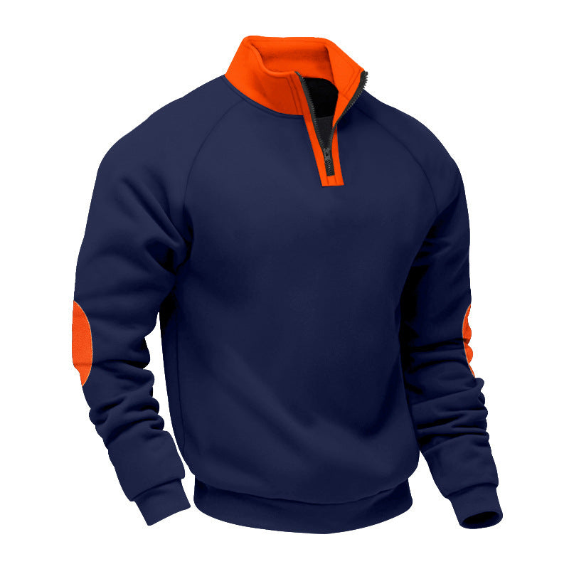 Men's sporty pullover with stand-up collar and practical zipper details Lisslune