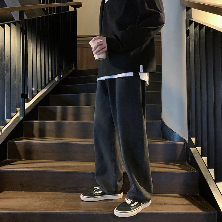 Men's Casual Cargo Pants with Loose Legs and Elastic Waistband Lisslune