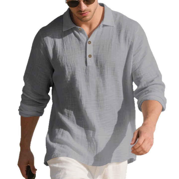 Men's Long Sleeve Polo Shirt made of breathable waffle fabric Lisslune