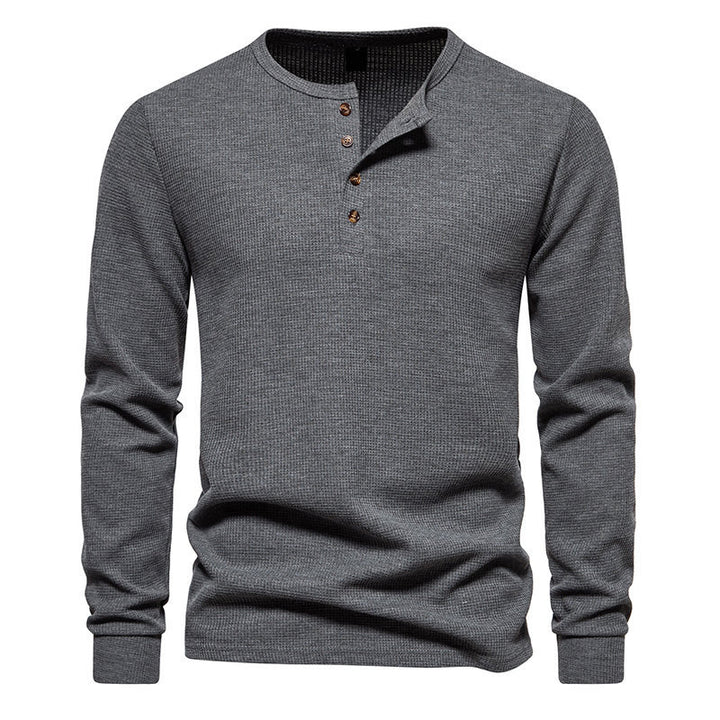 Men's long sleeve shirt with button placket and textured design Lisslune