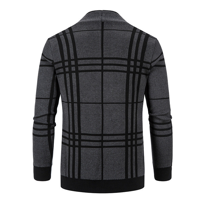 Men's fashionable cardigan with modern check pattern and practical pockets Lisslune
