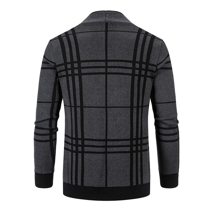 Men's fashionable cardigan with modern check pattern and practical pockets Lisslune
