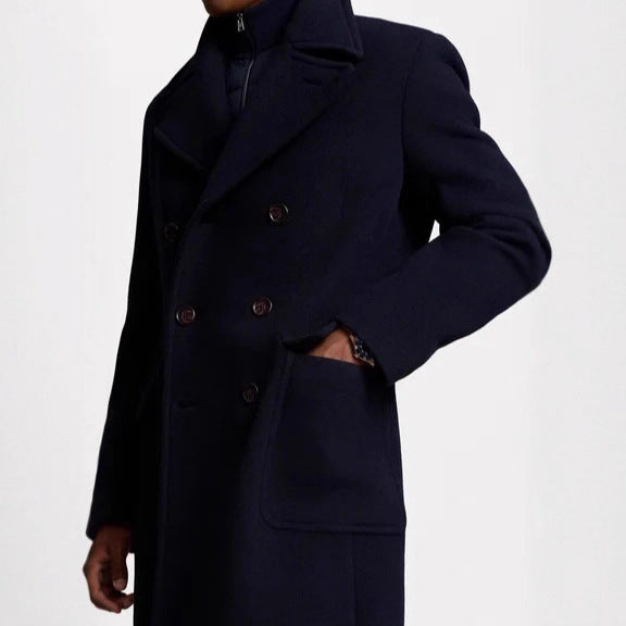Men's Elegant Wool Coat with Modern Cut and High-Quality Details Lisslune