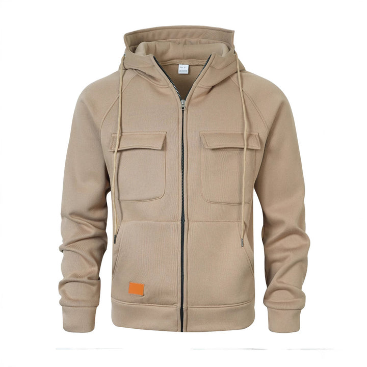 Men's Stylish Hooded Jacket with Practical Pockets and Zipper Lisslune