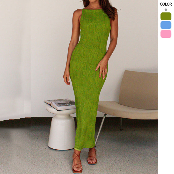 Women’s Bodycon Maxi Dress in Modern Stripe Design Lisslune