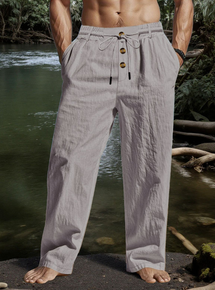 Men's Casual Linen Pants with A Loose Fit and Practical Drawstring Lisslune