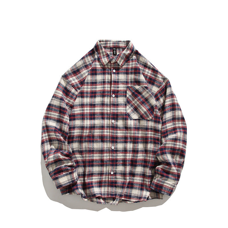 Men's comfortable flannel shirt with modern check pattern and chest pocket Lisslune