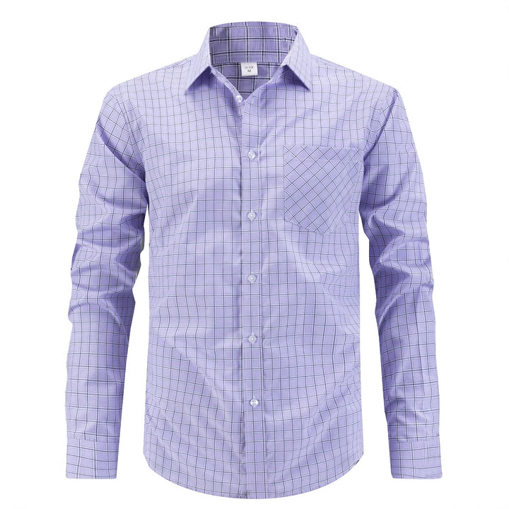 Men's elegant long-sleeve shirt with modern check design Lisslune