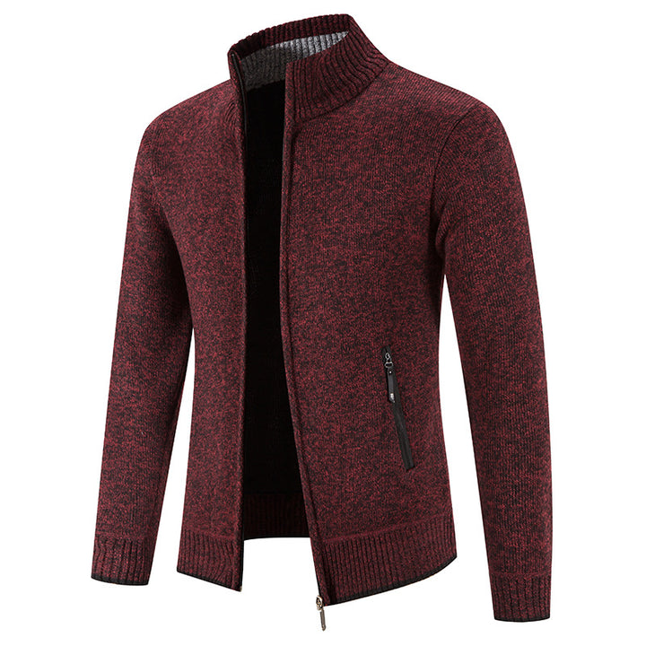 Men's cardigan with high collar and practical zip pockets Lisslune