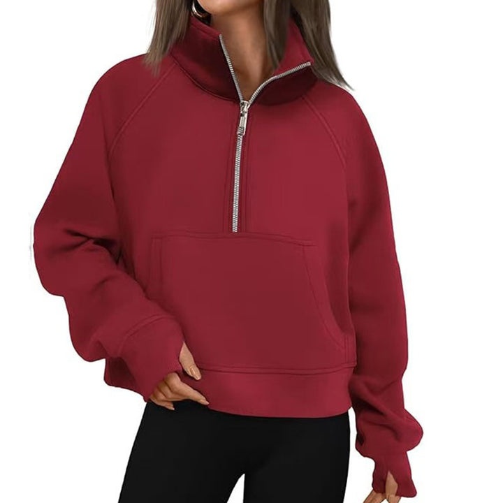 Women's Sporty Hoodie with High Collar Lisslune