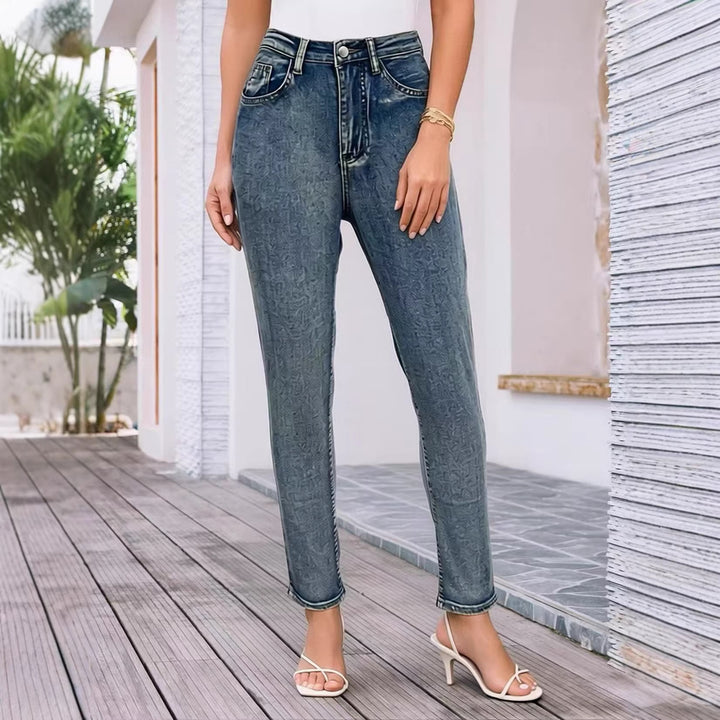 Damen Slim-Fit Jeans mit modernem Used-Effekt und hoher Taille Lisslune
