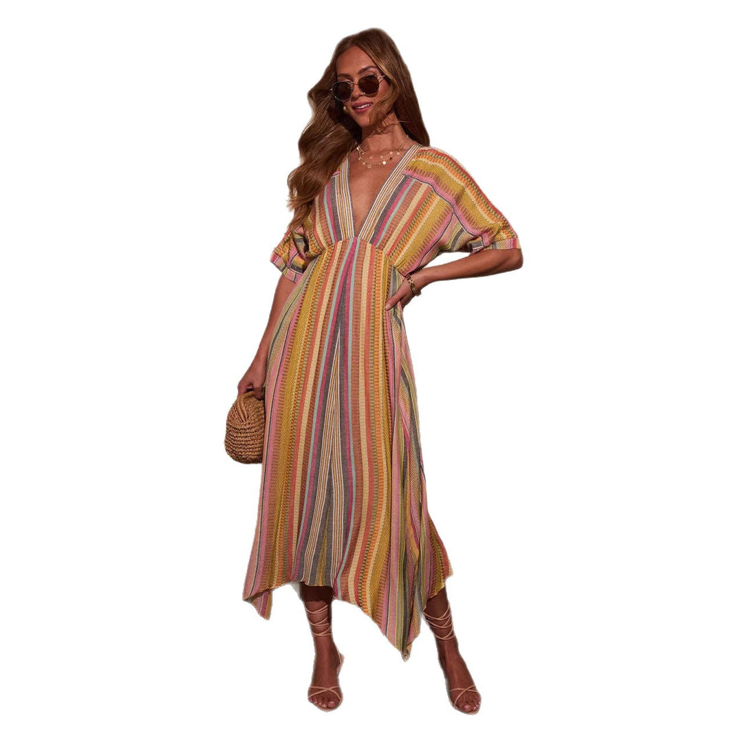 Women's maxi dress with deep V-neck and flared skirt Lisslune
