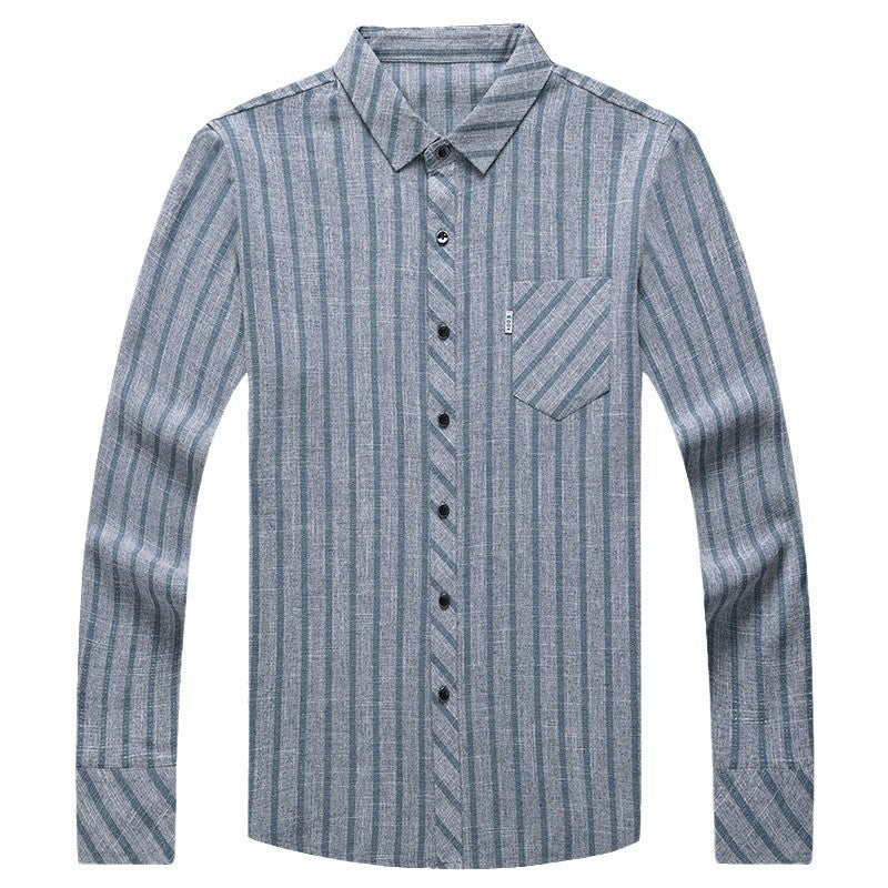 Men's long-sleeve shirt with fine striped pattern and chest pocket Lisslune
