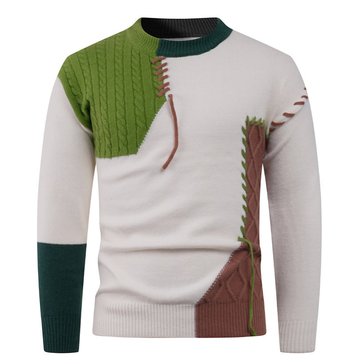 Men's fashionable knitted sweater with asymmetric cable pattern Lisslune