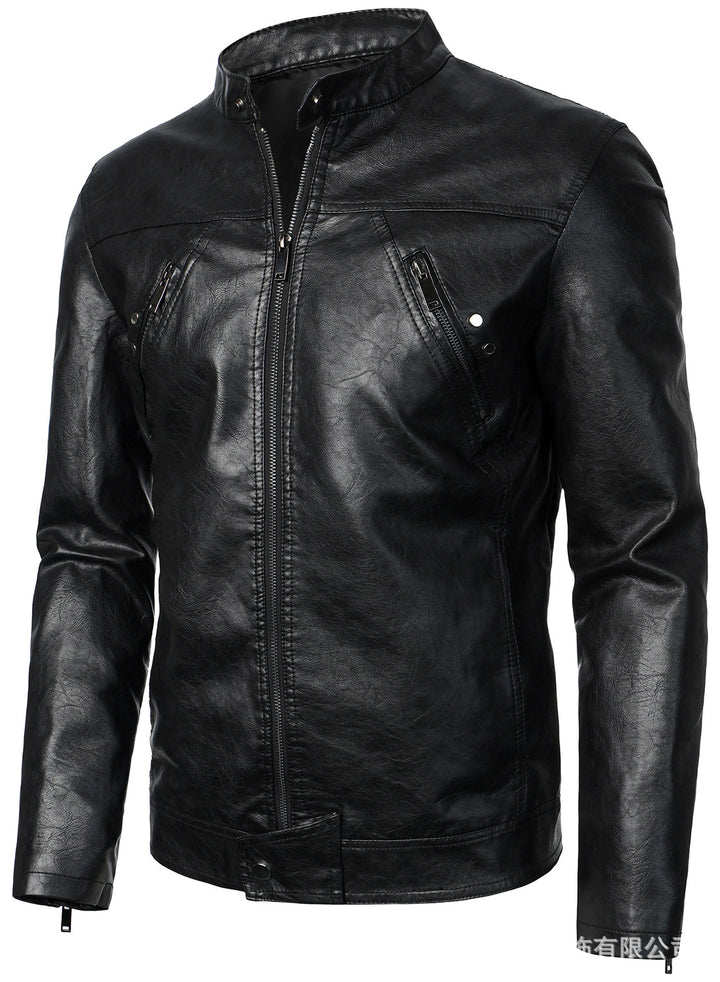 Men's Leather Jacket with Fashionable Design and Practical Pockets Lisslune
