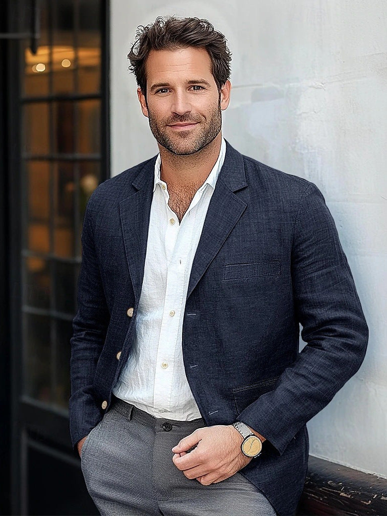 Men's Casual Linen Blazer Lisslune