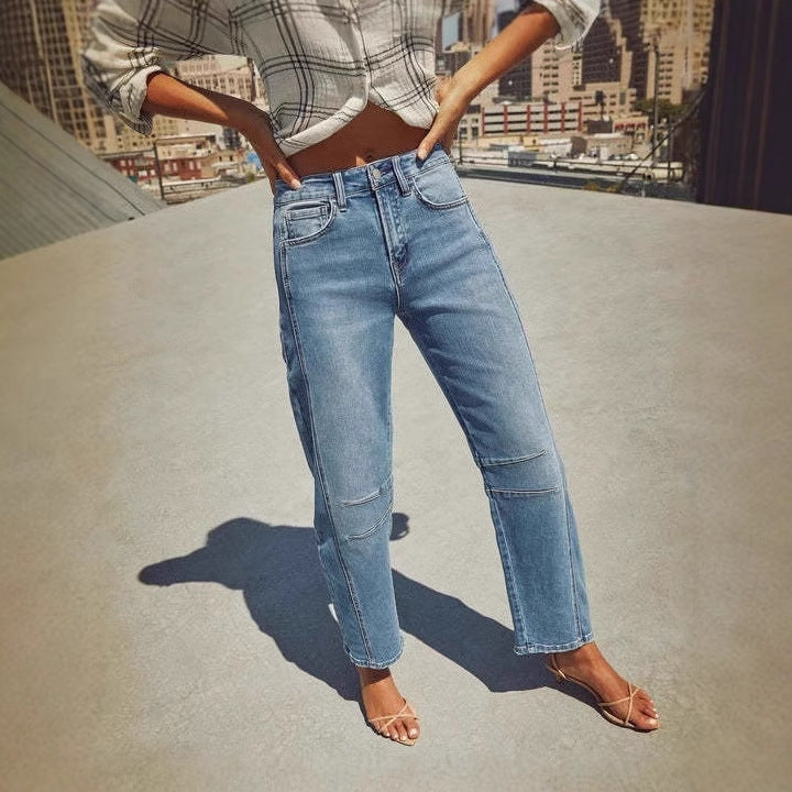 Women's High-Waisted Mom Jeans with Unique Cut Lisslune