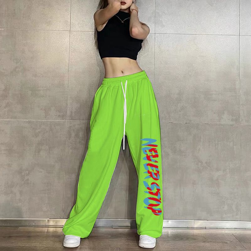 Women’s leisure pants with elastic waistband and creative print Lisslune
