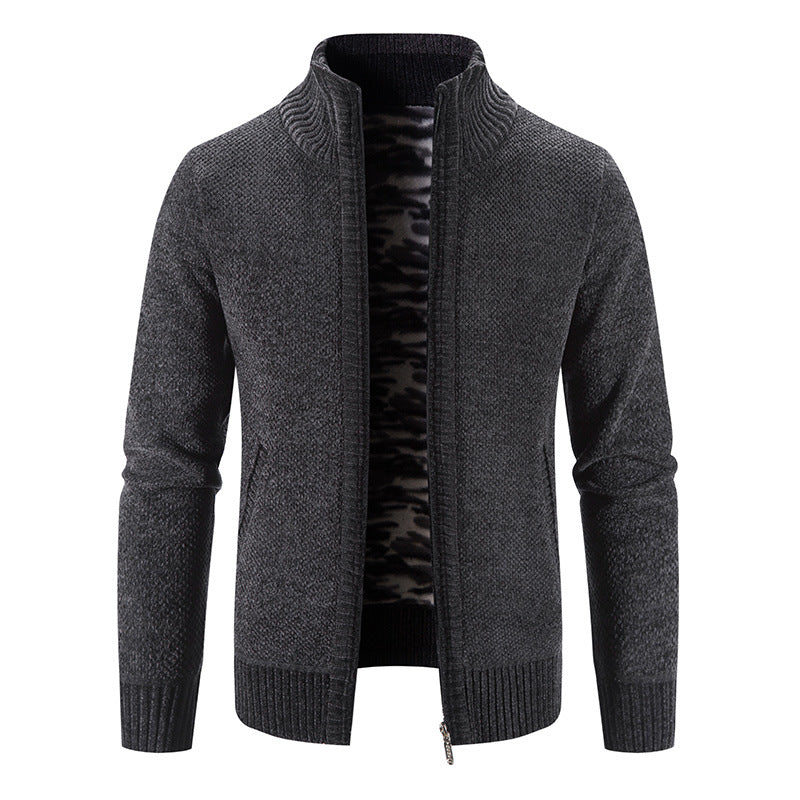 Men's cardigan with high collar and practical zip pockets Lisslune