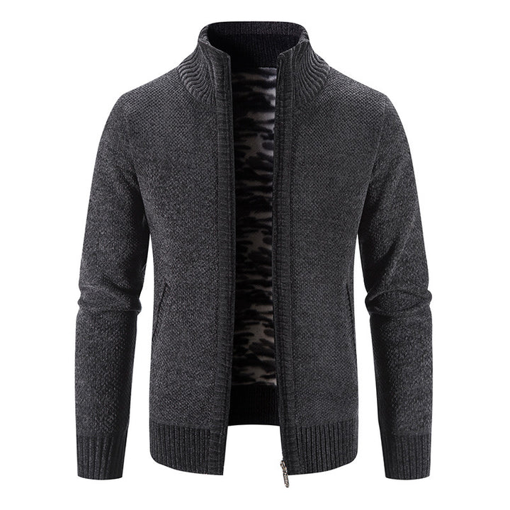 Men's cardigan with high collar and practical zip pockets Lisslune
