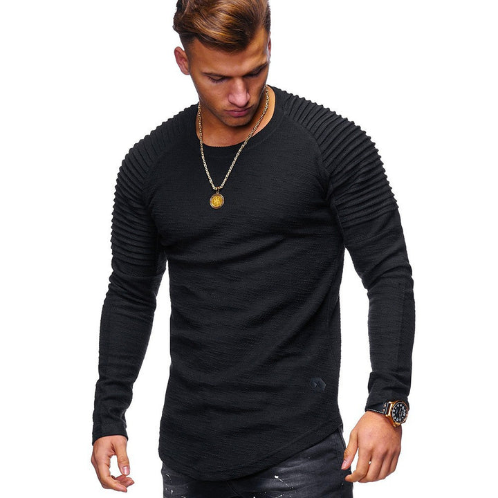 Men's long-sleeve shirt with textured shoulder design Lisslune