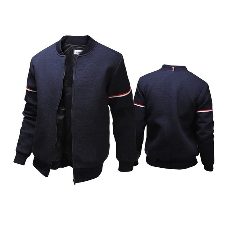 Men's sporty zip jacket with structured surface and contrast stripes Lisslune