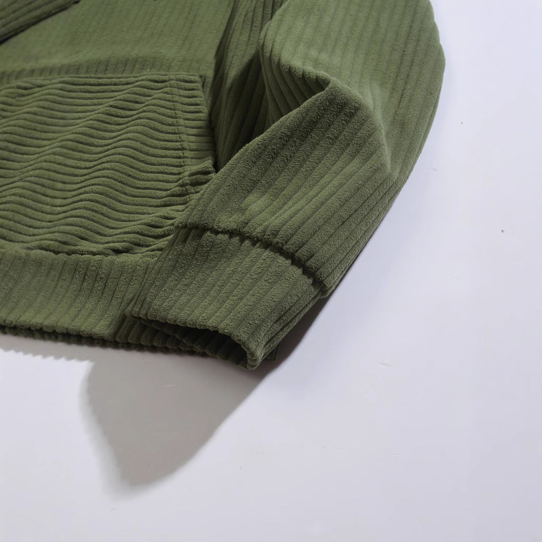 Men's casual hoodie with ribbed texture and kangaroo pocket Lisslune