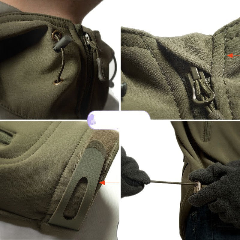 Men's technical softshell jacket with multifunctional pockets and adjustable hood system Lisslune