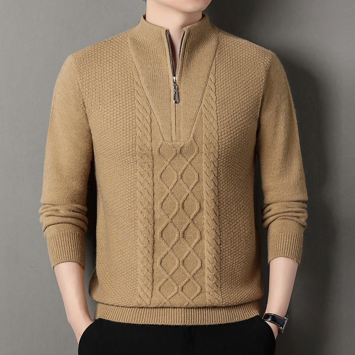 Men's knit sweater with high collar and zipper Lisslune