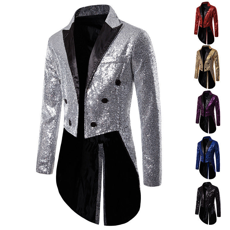 Men's glittering tuxedo jacket with elegant cut and shimmering sequins Lisslune