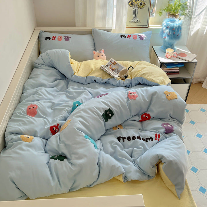 Rynx | New Style Fresh Towel Embroidery Set Skin-friendly Washed Cotton Cute Cartoon Four-piece Set Girl Heart Kit