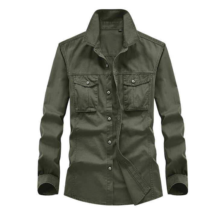 Men's Long Sleeve Functional Shirt with Practical Chest Pockets Lisslune