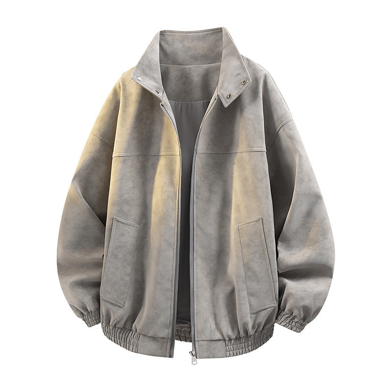 Men's Casual Oversized Jacket with High Collar and Elastic Waistband Lisslune