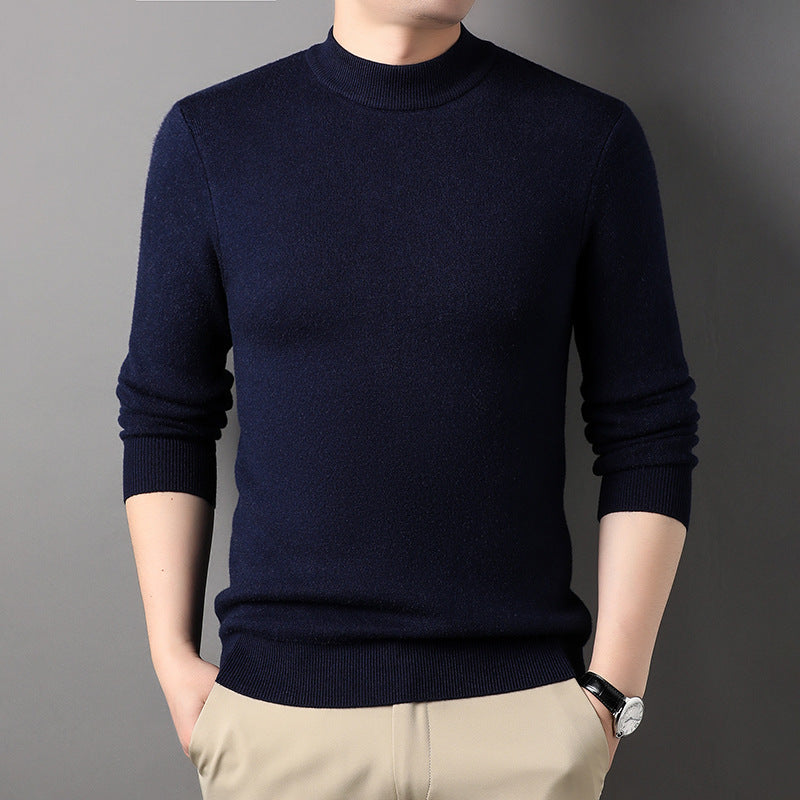Men's Elegant Knit Sweater with Modern Stand-Up Collar Lisslune