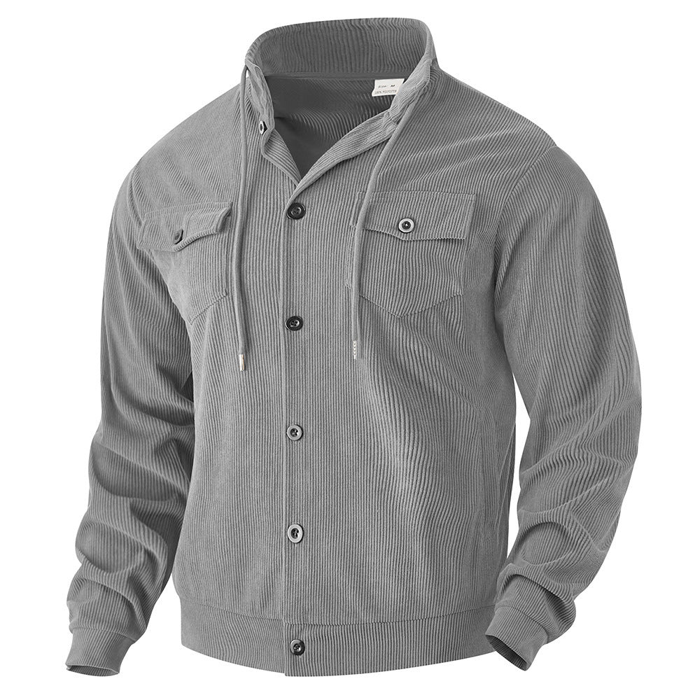 Men's casual shirt jacket with practical pockets and asymmetric collar Lisslune