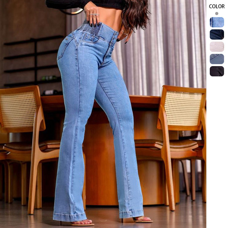 Women's Flared Jeans with High Waist and Fitted Cut Lisslune