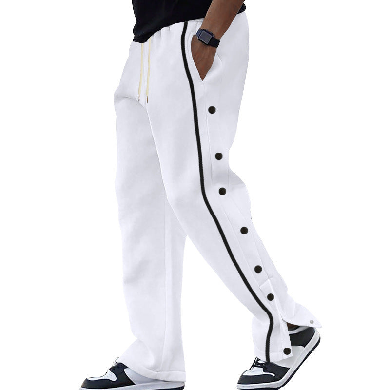 Men's sporty leisure pants with side press studs and elastic waistband Lisslune