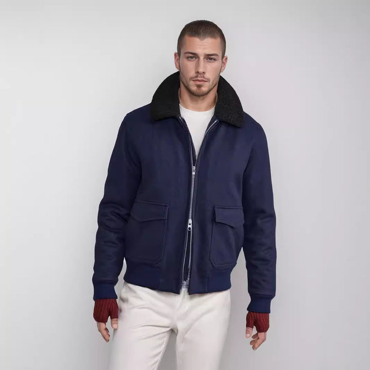 Men's bomber jacket with fleece collar and practical pockets Lisslune