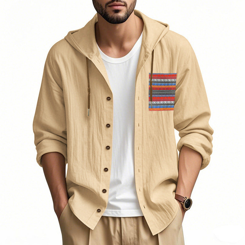 Men's Lightweight Leisure Jacket with Hood and Stylish Chest Pocket Lisslune