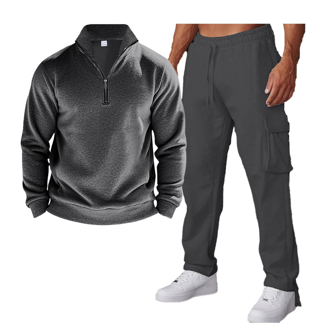 Men's Leisure Set with Practical Pockets and Fashionable Stand-Up Collar Lisslune