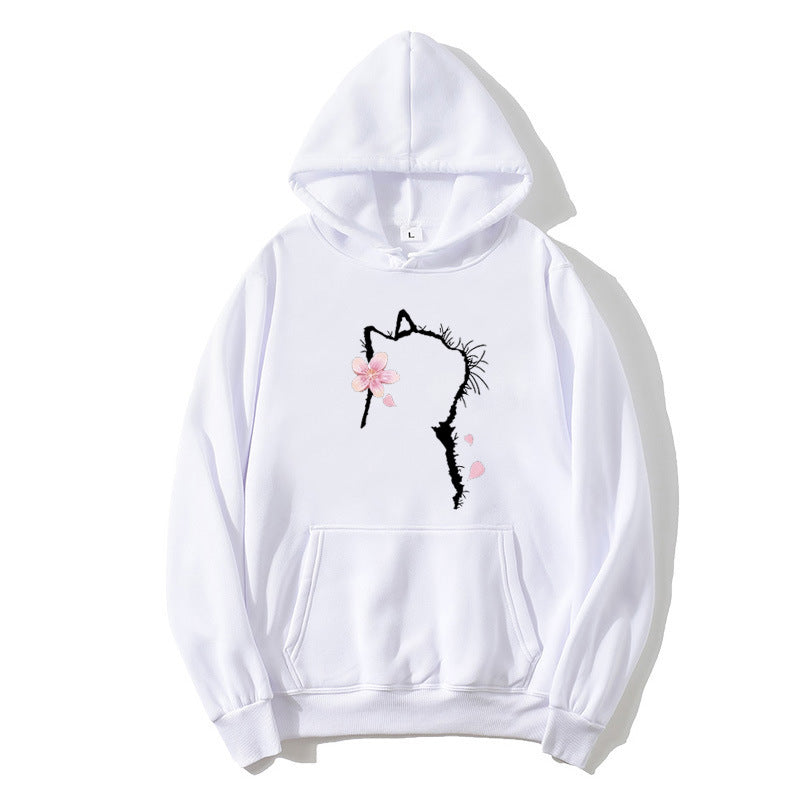 Women's hoodie with floral cat design Lisslune