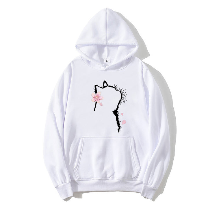 Women's hoodie with floral cat design Lisslune