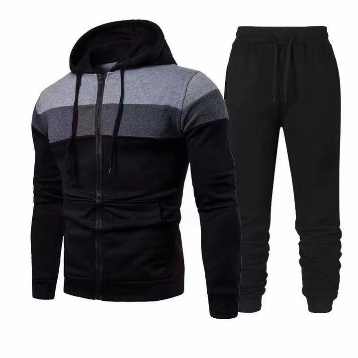 Men's Sporty Hoodie Set with Functional Zipper and Elastic Waistband Lisslune
