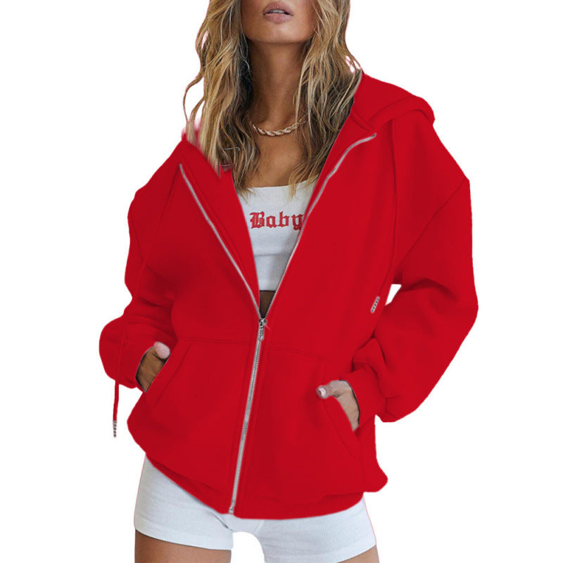 Women Oversize Hoodie Jacket with High Collar Lisslune