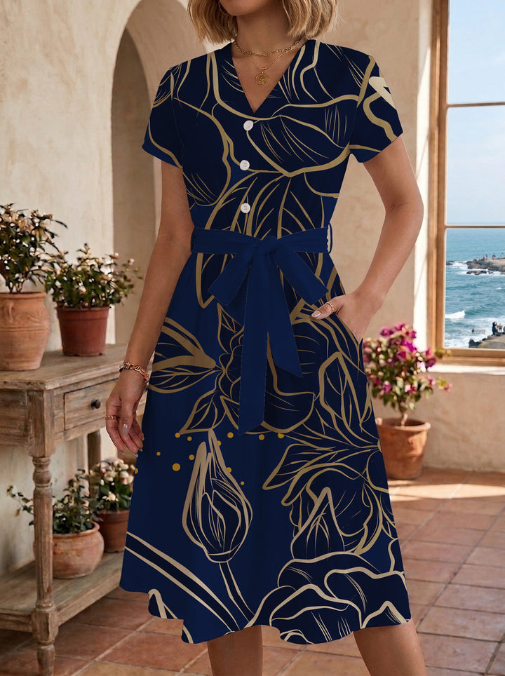 Women’s midi dress with floral design and comfortable fit Lisslune