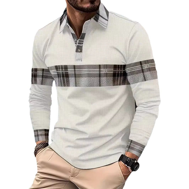 Men's long-sleeve shirt with modern check design and elegant details Lisslune
