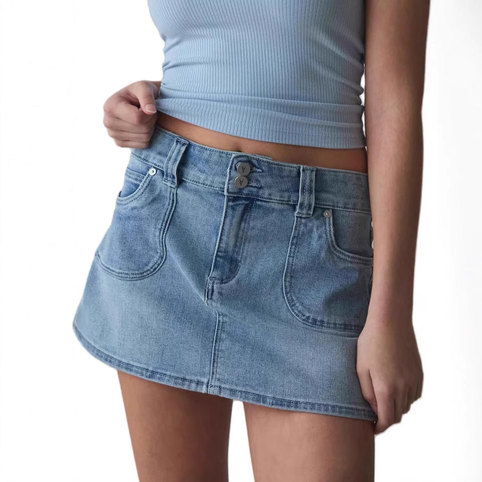 Women's denim mini skirt with high-quality pockets and modern fit Lisslune