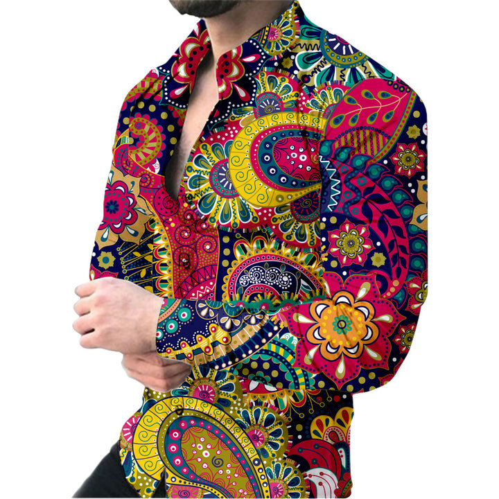 Men's Long Sleeve Shirt with Modern 3D Triangle Design Lisslune