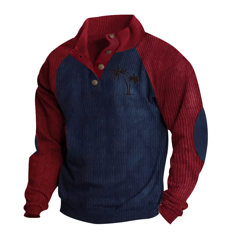 Men's casual sweater with stylish standing collar and contrasting sleeve structures Lisslune